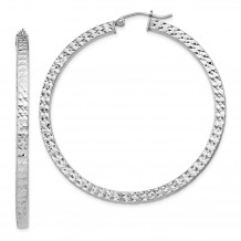 Quality Gold Sterling Silver Rhodium-plated  3x50mm Square Tube Hoop Earrings - QE8139