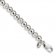 Quality Gold Sterling Silver Polished and  Beaded Bracelet - QG3789-7.5