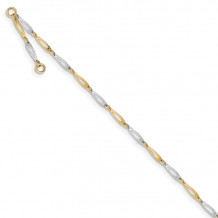 Quality Gold 14k Two Tone Polished Link Anklet - ANK298-10