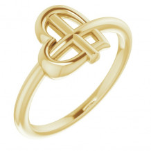 14K Yellow Heart Cross Ring - R43065102P