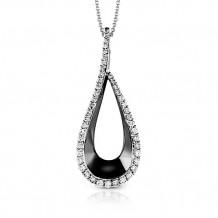 Zeghani 14k White & Black Gold Diamond Pendant