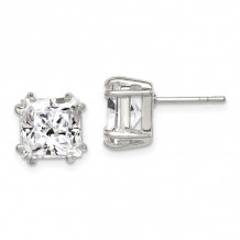 Quality Gold Sterling Silver Princess CZ Stud Earrings - QE315