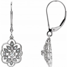 14K White 1/6 CTW Diamond Granulated Filigree Earrings - 65260260000P