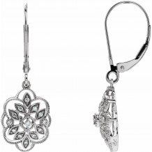 14K White 1/6 CTW Diamond Granulated Filigree Earrings - 65260260000P