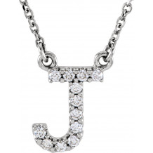 14K White Initial J 1/8 CTW Diamond 16 Necklace - 67311109P