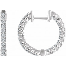 14K White 1 CTW Diamond Inside/Outside 20.1 mm Hoop Earrings - 65285460002P