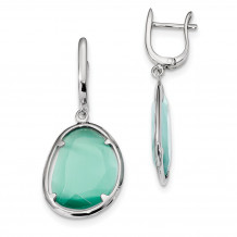 Quality Gold Sterling Silver Rhodium-plated Created Cats Eye Oval Dangle Earrings - QE13987