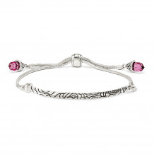 Quality Gold Sterling Silver Pink Swarovski Crystal Briolette Adjustable Bracelet - QG3635