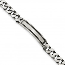 Quality Gold Sterling Silver Antiqued Satin ID Link Bracelet - QID204-8.5
