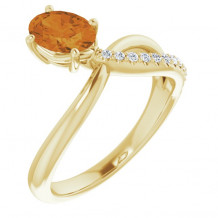 14K Yellow Citrine & 1/10 CTW Diamond Ring - 720606001P