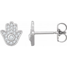 14K White 1/5 CTW Diamond Hamsa Earrings - 65273860002P