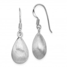 Quality Gold Sterling Silver Rhodium-plated Teardrop Textured Satin Dangle Earrings - QE11728