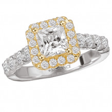 Romance 18k Two-Tone Gold Halo Diamond Engagement Ring