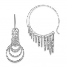 Quality Gold Sterling Silver Rhodium Plated  Circles Dangle Hoop Earrings - QE8899