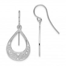 Quality Gold Sterling Silver Rhodium-plated Teardrop Filigree Dangle Earrings - QE15194