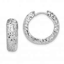 Quality Gold Sterling Silver Rhodium Polished Diamond Cut Hoop Earrings - QE8524