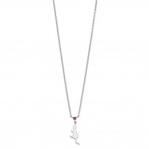 Quality Gold Sterling Silver Cat Dangle with Pink CZ Necklace  . - QG5438-16