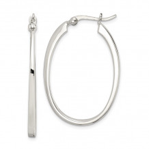 Quality Gold Sterling Silver Flat Square Tube Oval Hoop Earrings - QE3774