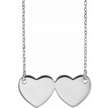 14K White Double Heart 17 Necklace - 863861001P