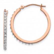 Quality Gold 14k Rose Gold Diamond Fascination Round Hinged Hoop Earrings - DF268