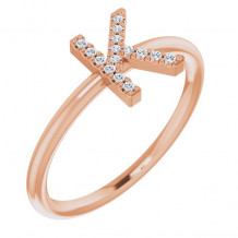 14K Rose .06 CTW Diamond Initial K Ring - 1238346052P