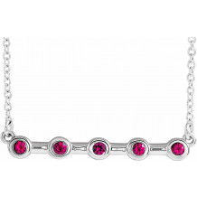 14K White Ruby Bezel-Set Bar 16 Necklace - 868406040P