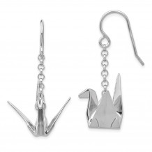 Quality Gold Sterling Silver Rhodium-plated Origami Crane Dangle Earrings - QE14222