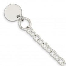 Quality Gold Sterling Silver Engraveable Circular Disc on Fancy Link Bracelet - QH303-7.5