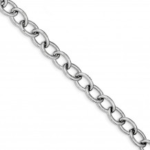 Quality Gold Sterling Silver Rhodium Plated Oval Link Bracelet - QG3331-7.5