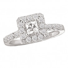 14k White Gold Halo Semi-Mount Diamond Engagement Ring