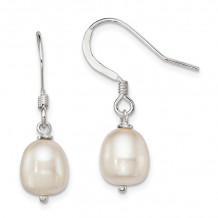 Quality Gold Sterling Silver White Cultured FW Pearl Dangle Earrings - QE7293