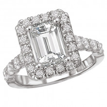 Romance 18k White Gold Halo Semi-mount Diamond Engagement Ring